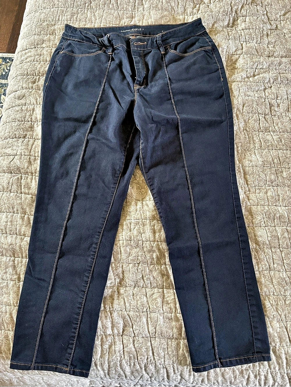 Chicos Ankle Length Straight Leg Cotton Jeans in Blue Size 1P